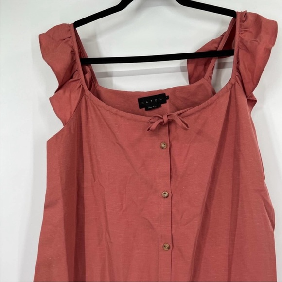 Hatch Jenna Midi Ruffle Button Front Maternity Dress Linen Blend - Picture 3 of 9